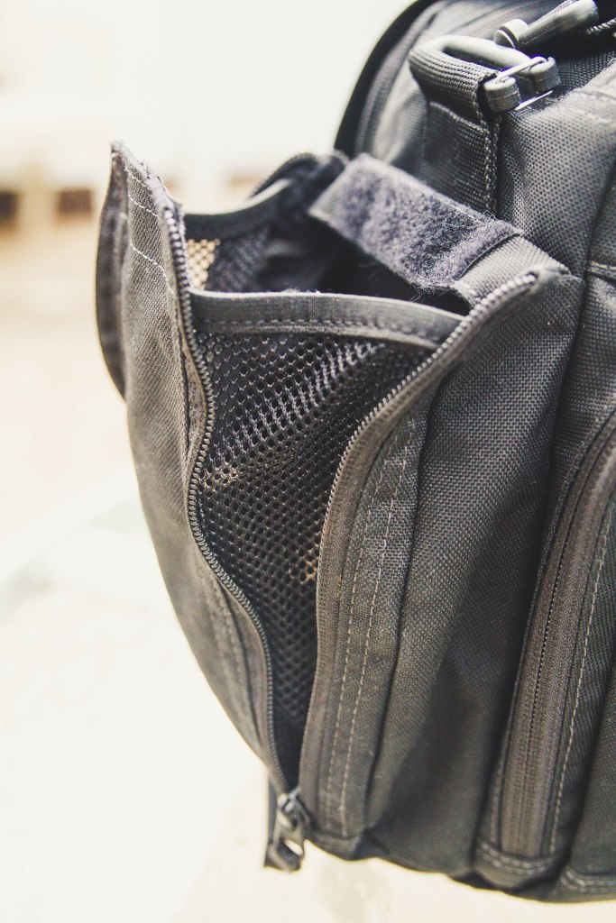 First Tactical Executive Briefcase bottle pockets close up