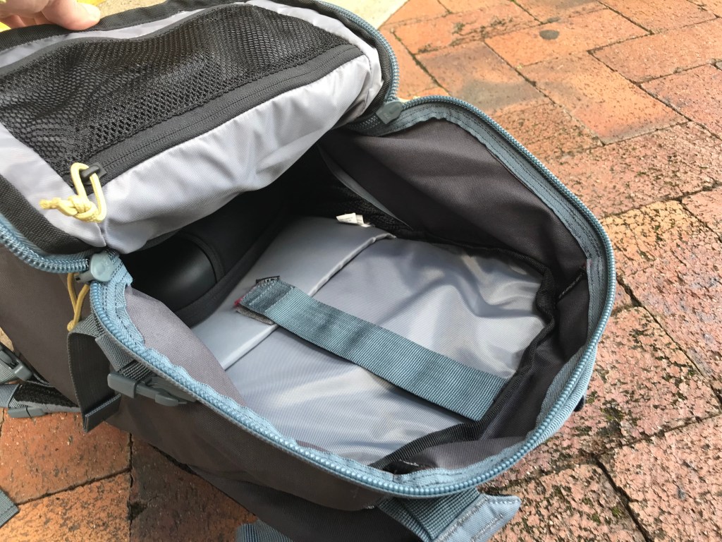 5.11 Quad Zip Pack Internal Pocket half open at top 