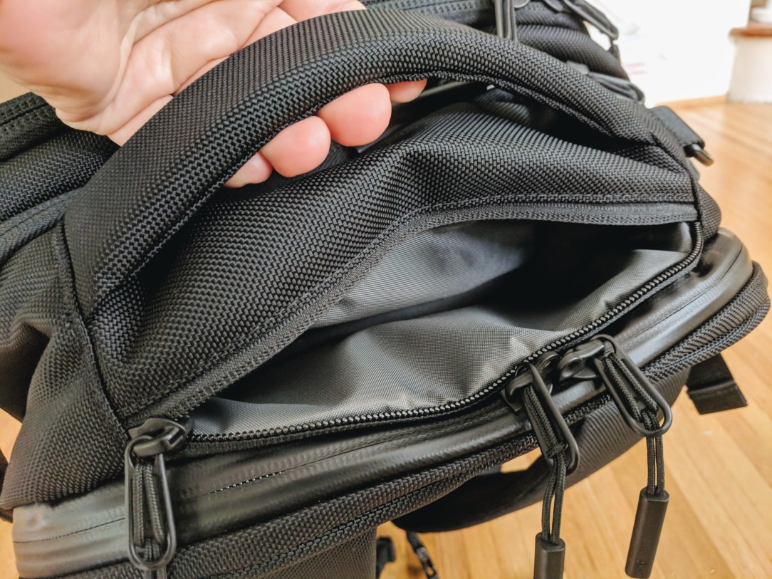 Aer Travel Pack 2 review top stash pocket quick access zippers open