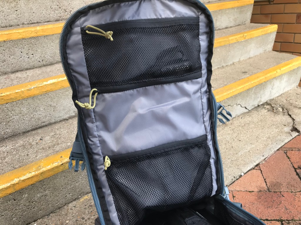 5.11 Quad Zip Pack Mesh Pocket interior front panel open