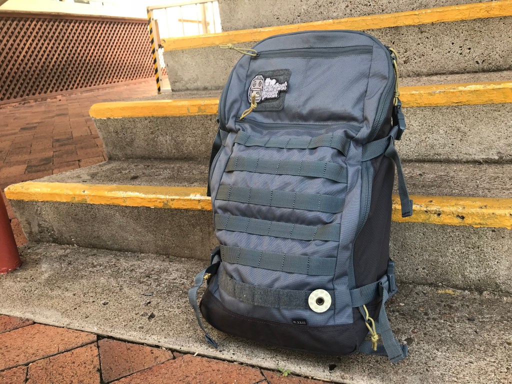 5.11 Quad Zip Pack Front view with patches