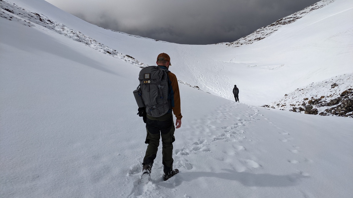 Bergans Helion 45 backpack review winter dayhike snow conditions