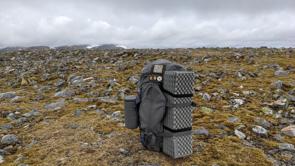 Bergans of Norway backpack review Helion 45 camping pad external straps scottish highlands winter camping